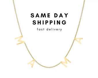 Gold MAMA Necklace - Personalized Gift for Mom - Mothers Day Gift - initial Necklace - Custom Letter Necklace