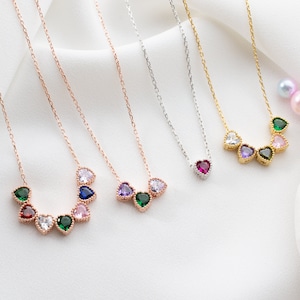 Gold Birthstone Necklace - Personalized Gifts - Heart Shape Custom Gemstone - Christmas Gift - Bridesmaids Gift - Mothers Day Gift