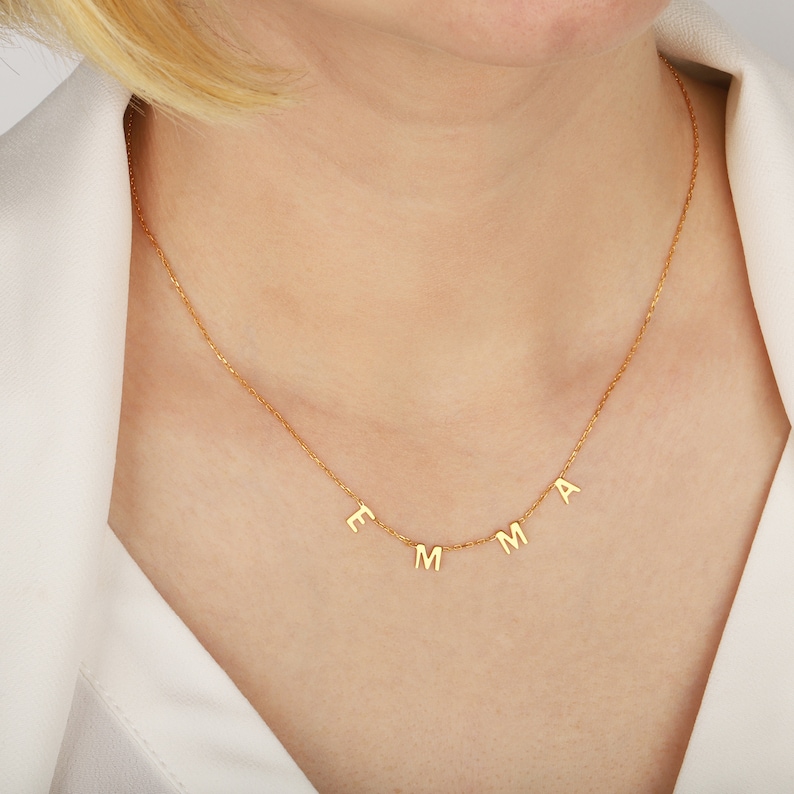 Gold Custom Letter Necklace  Silver Initial Necklace  image 6