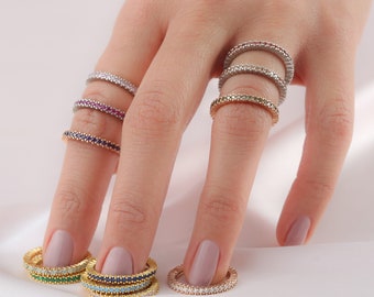 Geburtsstein Ring - Eternity Band - Personalisierte Geschenke - Geschenke für Sie - Weihnachtsgeschenke - Muttertagsgeschenke - Geburtstagsgeschenke