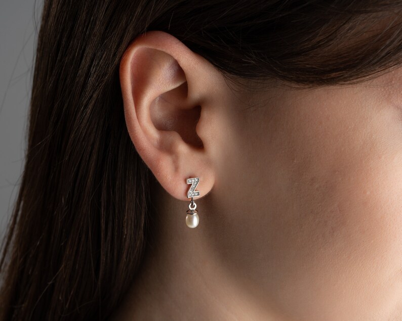 initial pearl earrings