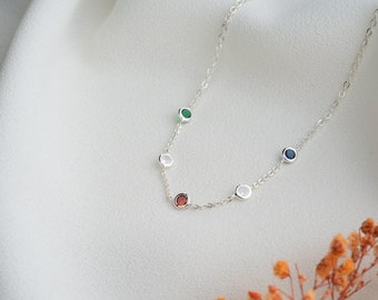 Silver Birthstone Necklace - Custom Gift for Her - Birthday Gift - Personalized Gift - Mothers Day Gift - Gift for Women -Grandma Gifts- USA