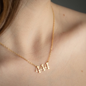 Angel Number Necklace - Gold Lucky Number Necklace - 111, 222, 333, 444, 555, 666, 777, 888 999 - Lucky Date Necklace - Graduation Gift