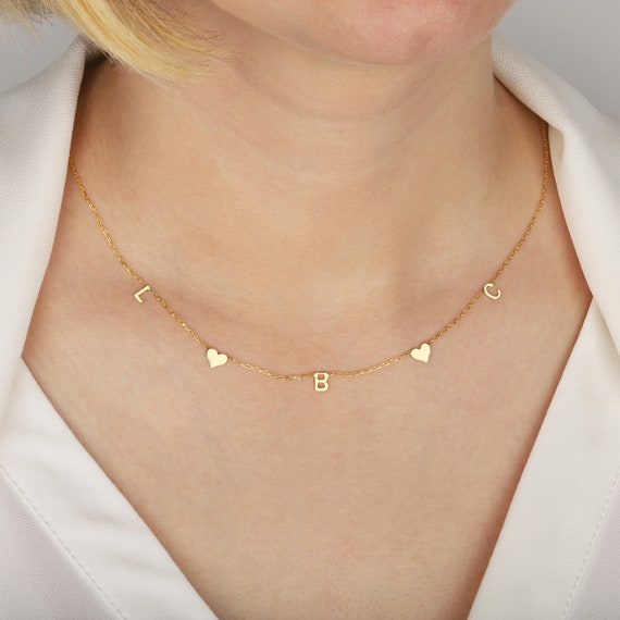 Gold Custom Letter Necklace  Silver Initial Necklace