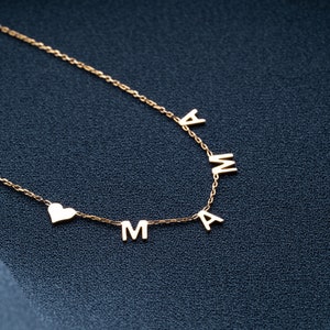 Collier lettre en or rose - Collier initial personnalisé en argent - Collier lettre personnalisé - Cadeau pour la fête des Mères - Cadeau de demoiselle d'honneur - Cadeau pour maman