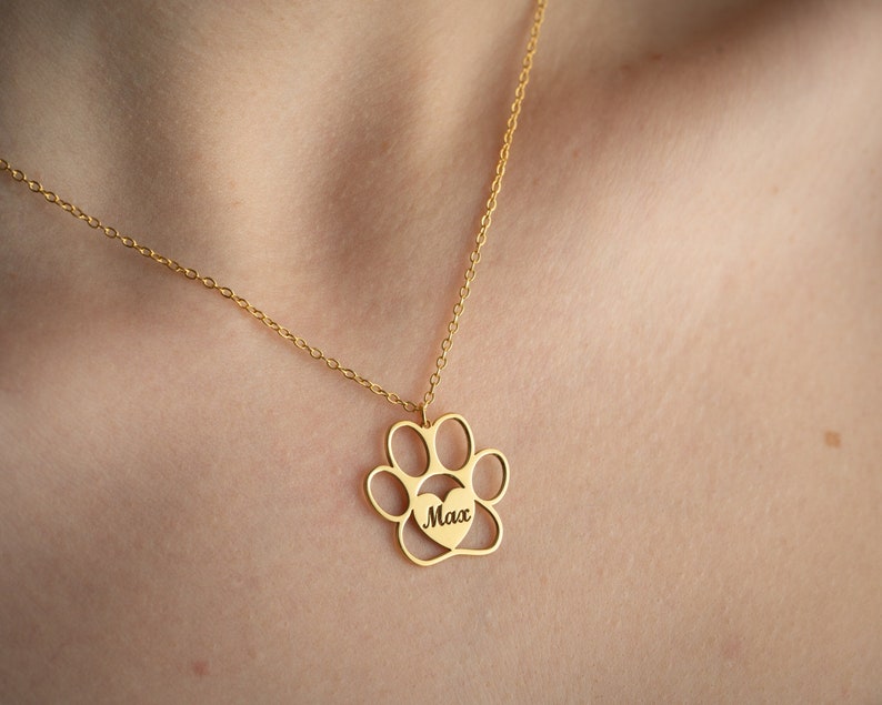 paw print name necklace