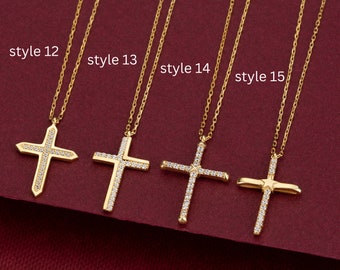 Cross necklace-Christmas Gifts-Gifts for girls-Mothers day gift for her-Grandma Gift Cross Charm-Catholic Cross jewelry-Baptism-Family Gift
