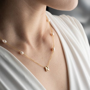 Perle erste Halskette, Gold benutzerdefinierte erste Halskette, Silber personalisierte Birthstone Halskette, Muttertagsgeschenke, Brautjungfern Geschenk Halskette