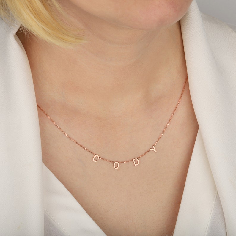Gold Custom Letter Necklace  Silver Initial Necklace  image 3