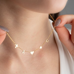 Collier initial en or massif 14 carats - collier lettre personnalisé en or - collier prénom en or blanc 14 carats - cadeau de Noël - cadeau personnalisé pour elle