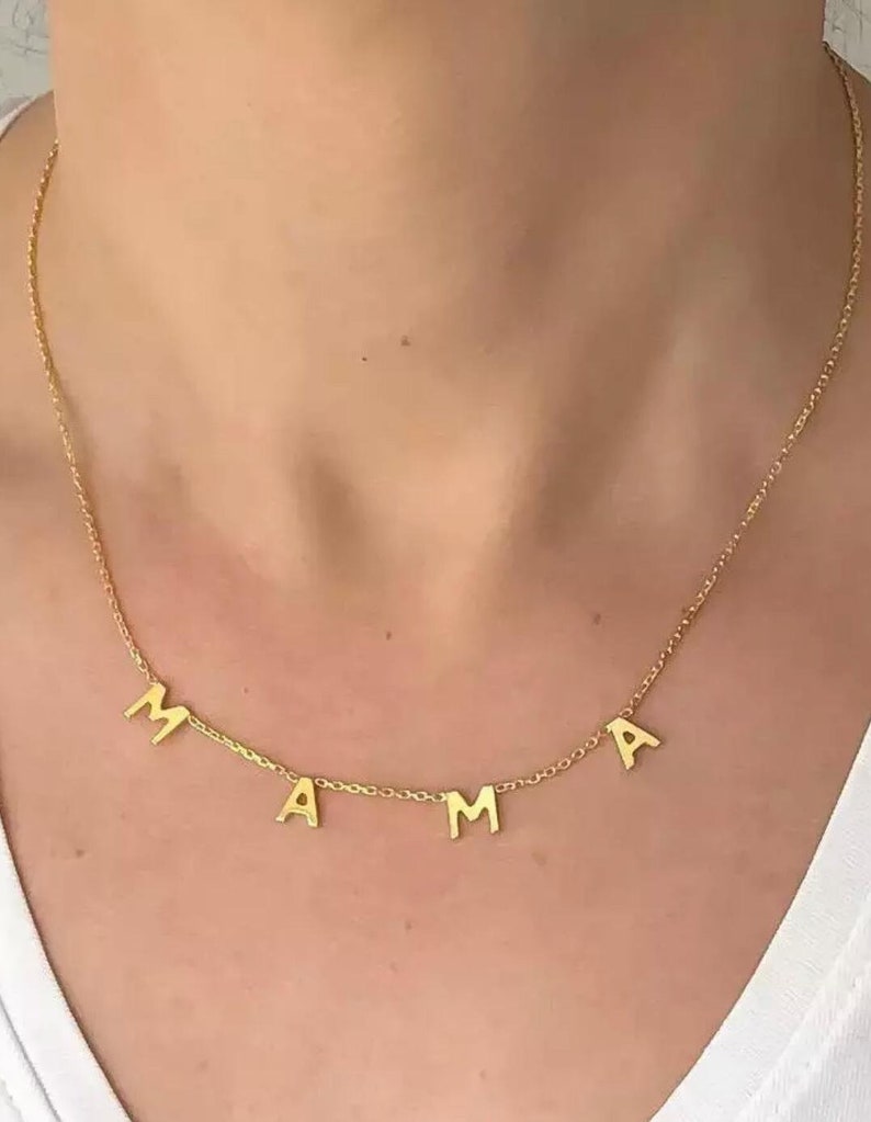 Gold MAMA Necklace Personalized Gift for Mom initial Necklace Mothers Day Gift Custom Letter Necklace