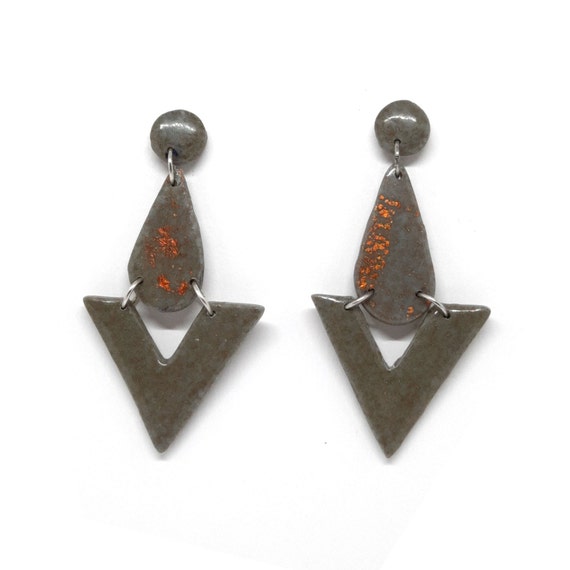 Modern, Fall Color Earrings for a Avant Garde Look, Statement Clay Earrings