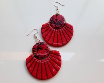 Modern Statement Red Clay Whimsy Croissant Earrings That Will Match Your Style, Modern Jewelry, Stud Dangle Earrings