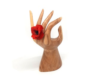 Statement Rings with Red Clay Poppy Flower