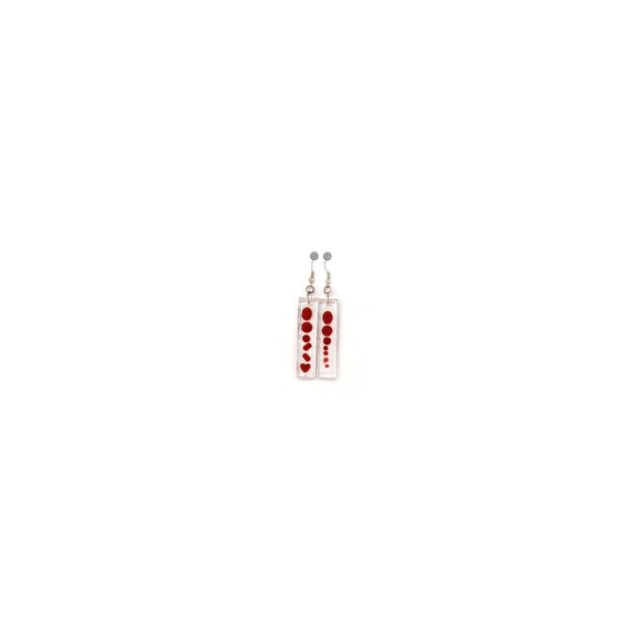Stylish And Unique Rectangle Earrings With Clear UV Resin Locked Heart, Geometric Jewelry, Valentine's Day Gift, Personalized Message
