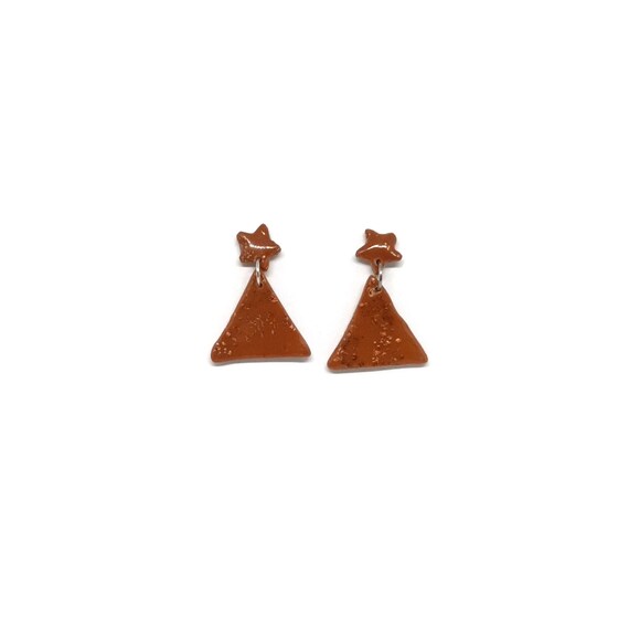 Modern Geometric Fall Outfit Earrings with Avant-Garde Touches, Comfortable Clay Earrings, Large Earrings by PiArtesanales