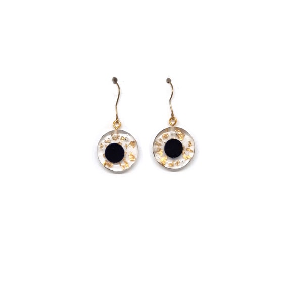 Modern Resin Jewelry, Clear Resin Round Earrings, Boho Style
