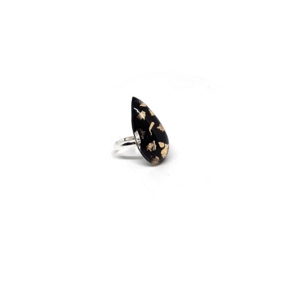 Modern Statement Avant Garde Rings With Cabochon Stiletto Filled With Gold Flakes Available In Various Colors. Christmas Gifts For Her