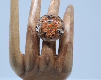 Statement Resin Rings with Nature Seeds and Dried Flowers Botanical Aesthetic Cocktail, Jewelry for Your Style