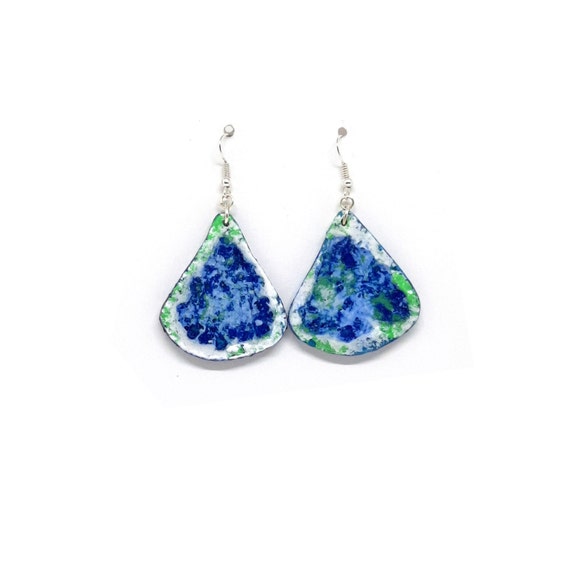 Abstract Earrings Clay Petals Sculpted, Colorful Boho Jewelry, Statement Earrings, Modern Jewelry