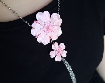 Elegant Pink Sakura Necklace for Your Best Girlfriend