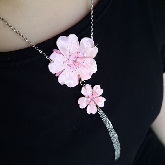 Elegant Pink Sakura Necklace for Your Best Girlfriend
