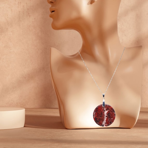Botanic Statement Red Pendants Made with Aesthetic Clear Resin