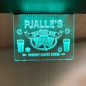 Irish Pub Custom LED Neon Bar Sign, Personalised Hanging Pub Light, Illuminated Home Bar Lit up Display, DIY Pub Window and Wall USB Lamp