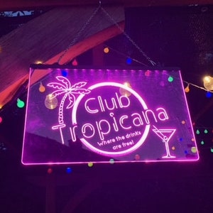 Insegna luminosa al neon a LED Club Tropicana per bar, decorazioni per bar, luci per bar, insegne luminose per birra e vino