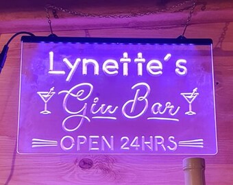 Personlig upplyst LED-neonskylt för ginbar
