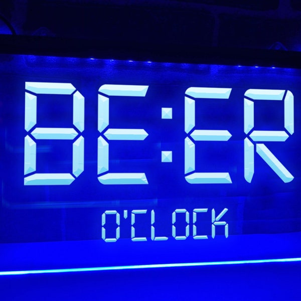 Beer O'clock LED Neon Sign Insegne da bar illuminate Home Bar Decor Luci da bar per la casa Insegna da pub Man Cave Light