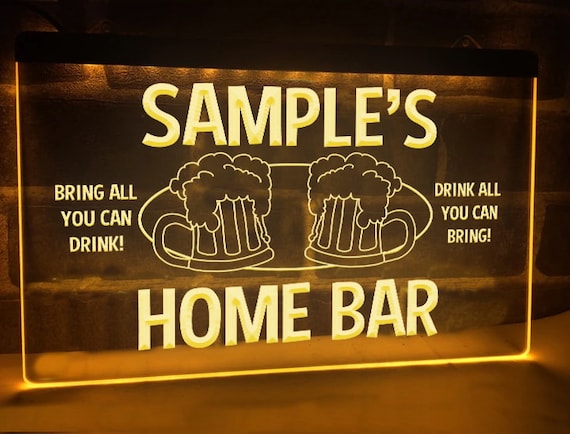 Home Bar LED Neon Personalisiertes Leuchtschild Bier Cocktails