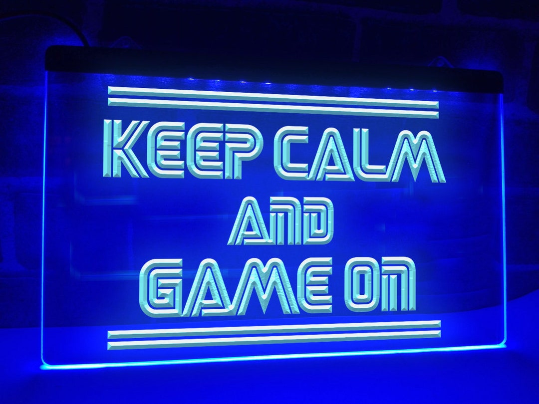 Keep Calm and Game on Illuminated Sign LED Neon Signs Game Room Light ...