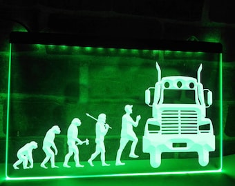 Trucker Evolution LED Neon Illuminated Sign Truckers Light Trucking Decor Cab Lights Lorry Driver Gift