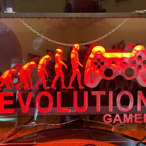 Evolution Gamer LED Neon Sign Illuminated Game Room Light Gamers Lights Man Cave Mancave gaming decor