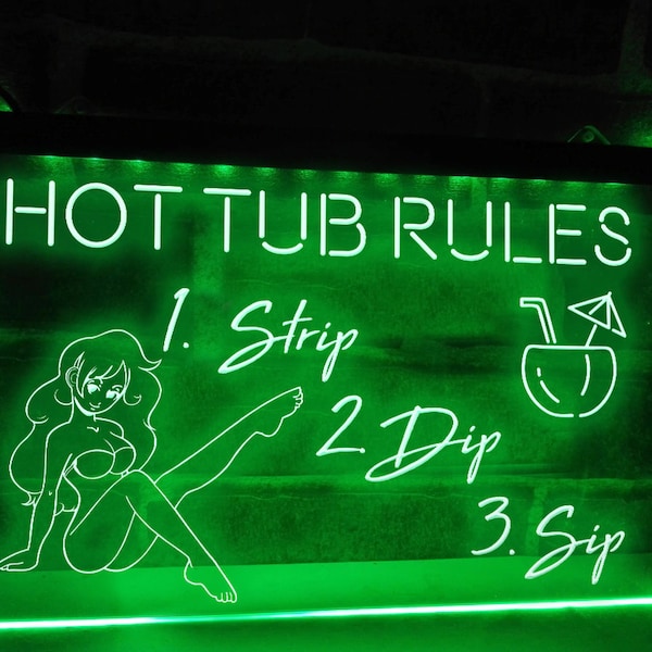 Hot Tub Rules LED Neon Illuminated Sign Spa Decor Jacuzzi LightMöbel & Wohnen, Feste & Besondere Anlässe, Party- & Eventdekoration!
