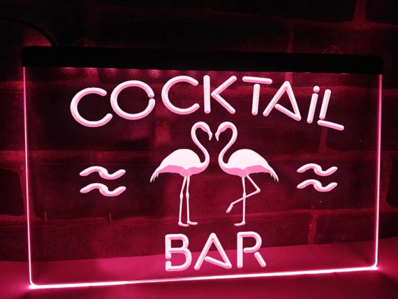 Flamingo Cocktail Bar Beleuchtet LED Neon Schild Homebar Bar Schilder Dekor  Cocktails Licht -  Österreich