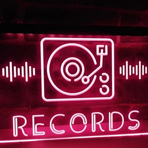 Insegna al neon a LED illuminata con dischi musicali, decorazioni per bar, luci da studio, luci in vinile per DJ
