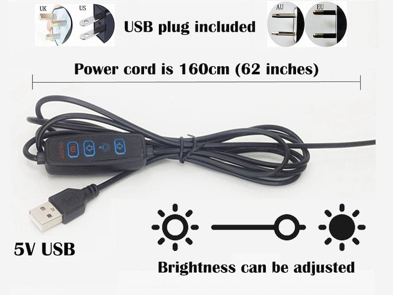 Power Cable Plug Usb USB Power Cord and Plug - Etsy