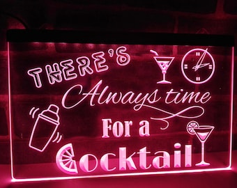 Siempre hay tiempo para un cóctel iluminado LED signo bar signos neón luces home bar decoración luz