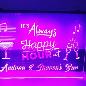 Insegna da bar Happy Hour LED Neon insegne da bar personalizzate illuminate Birra Cocktail Decorazione da bar per la casa Luci per caverne degli uomini