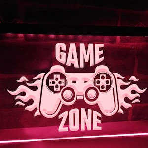 Flaming Game Zone LED Neon Illuminated Sign Game Room Decor Gaming Light Bedroom Lights Gameroom