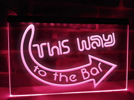 This Way to the Bar Illuminated LED Neon Sign Bar Signs Lights Home Bar Decor Light