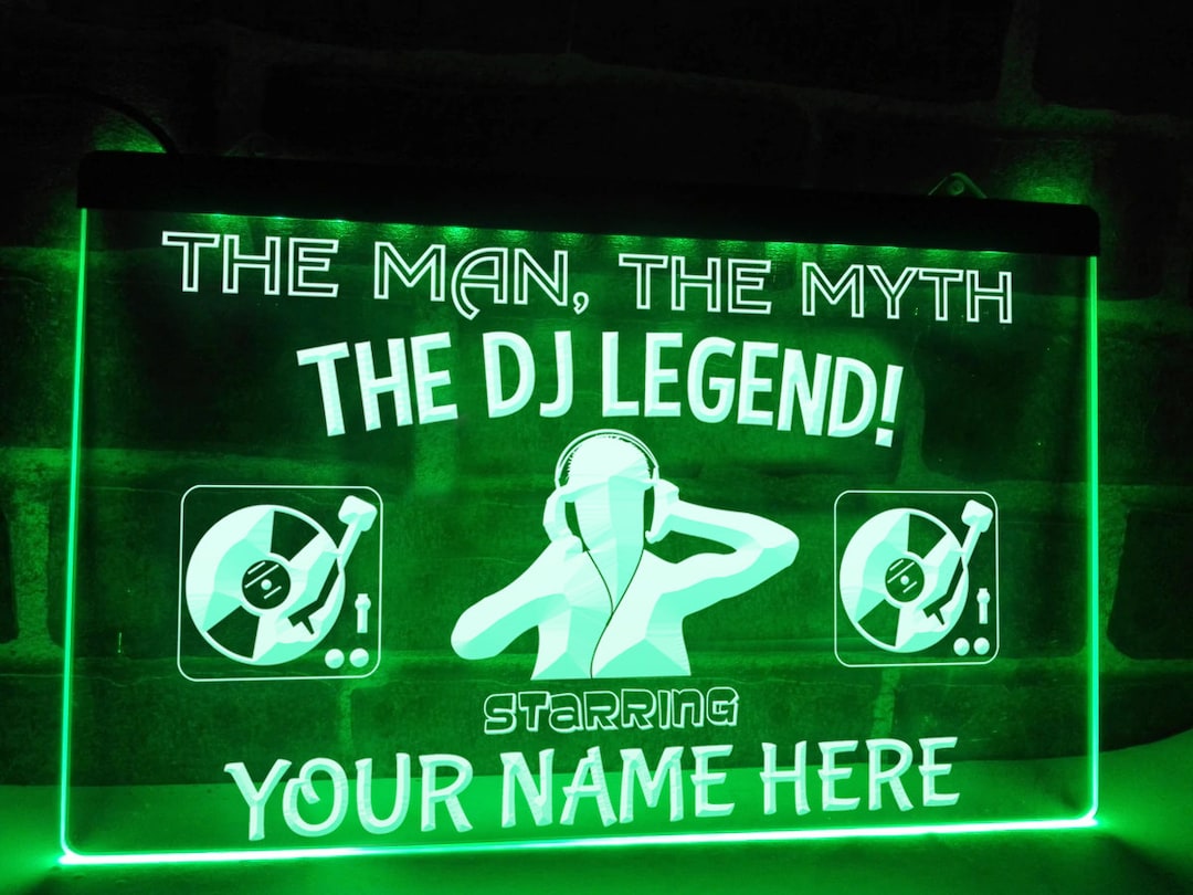 The DJ Legend LED Neon Personalized Illuminated Gift Sign Award Disk ...