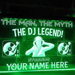 Il certificato DJ Legend LED Neon illuminato personalizzato regalo Award Disk Jockey