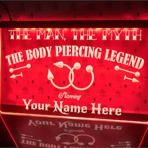 Body Piercing Legend LED Neon Personalizzato Illuminato Segno regalo Premio Piercer Certificato Piercer
