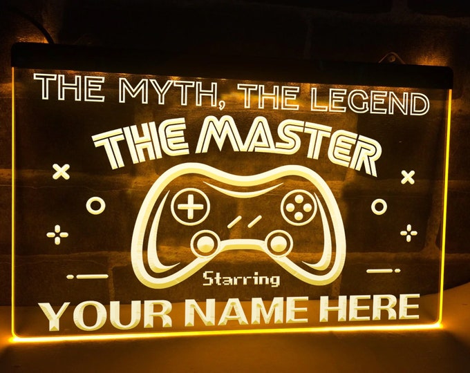 Gaming Master Personalized Illuminated LED Neon Sign for Game Room, Game Room Lights, Gamer Signs, Games Room Light, Custom Neon