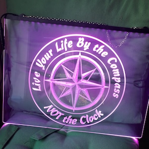 Live Your Life By The Compass Illuminated LED Neon Sign Lights Travel Décor