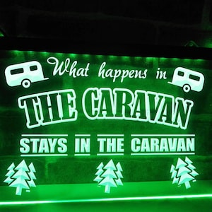 What Happens in the Caravan Funny Illuminated LED Neon Sign Lights Camper Campervan Décor Vanlife
