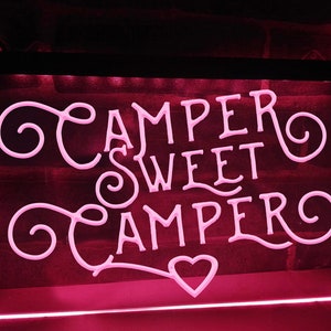 Camper Sweet Camper Illuminated LED Neon Sign Custom Campervan Motorhome Van Signs Light Decor